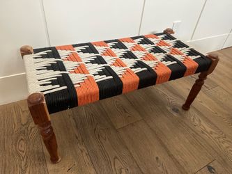Handwoven Boho Accent Bench – Southwest Style
