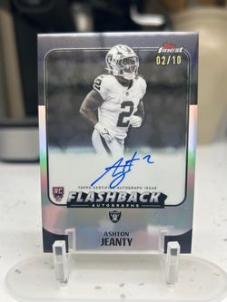 2025 Topps Finest RC Flashback On Card Auto Ashton Jeanty 2/10 JERSEY # FBA-AJ