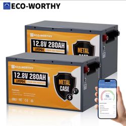 2 baterías para sistema 24V ECO-WORTHY 12.8V 280Ah (3584W)LiFePO4 Lithium Iron Phosphate Battery