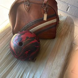 Vintage Bowling Ball With Bag