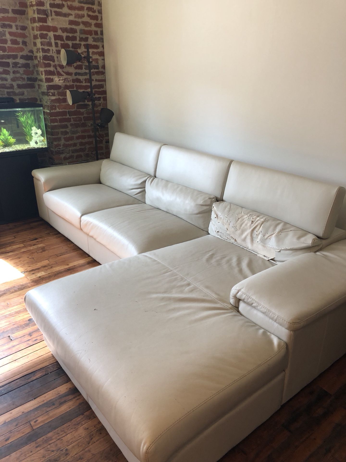 White Leather Padded Couch