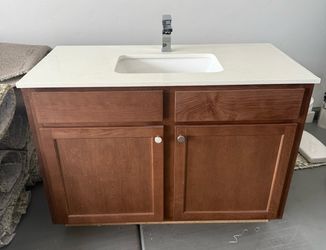 Bathroom vanity and brand new carpet