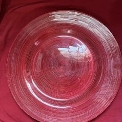 Red Swirl Glass Plate 19” Diameter 