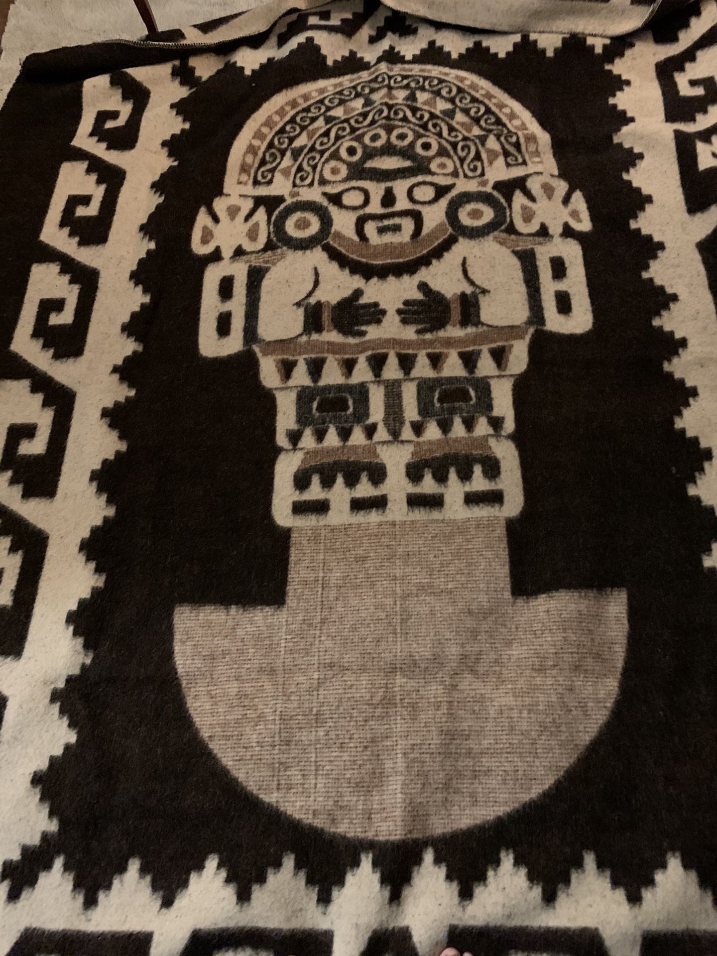Stunning, reversible llama bedspread, blanket or wall hanging; 72” x 87” from Peru