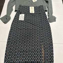 Joyfolie Fable Set Dusty Teal XXS  Skirt and Sweater  Very stretchy Will Fit XXS-S