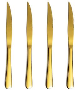 Brand new Gold Steak Knife Set, Golden Titanium Gold Plating Stainless Steel Sharp Knives Set, Dinner Knifes Set of 4