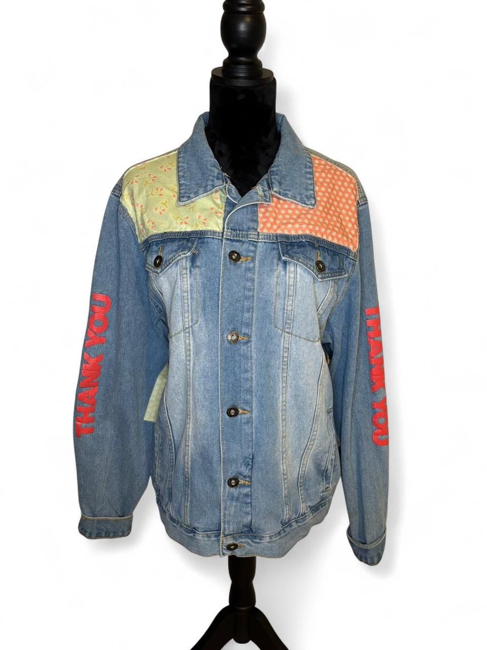 Brooklyn Cloth Denim Thank You Melting Smiley Face Jacket Size Large