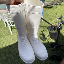 White Rubber Boots Size 8.5
