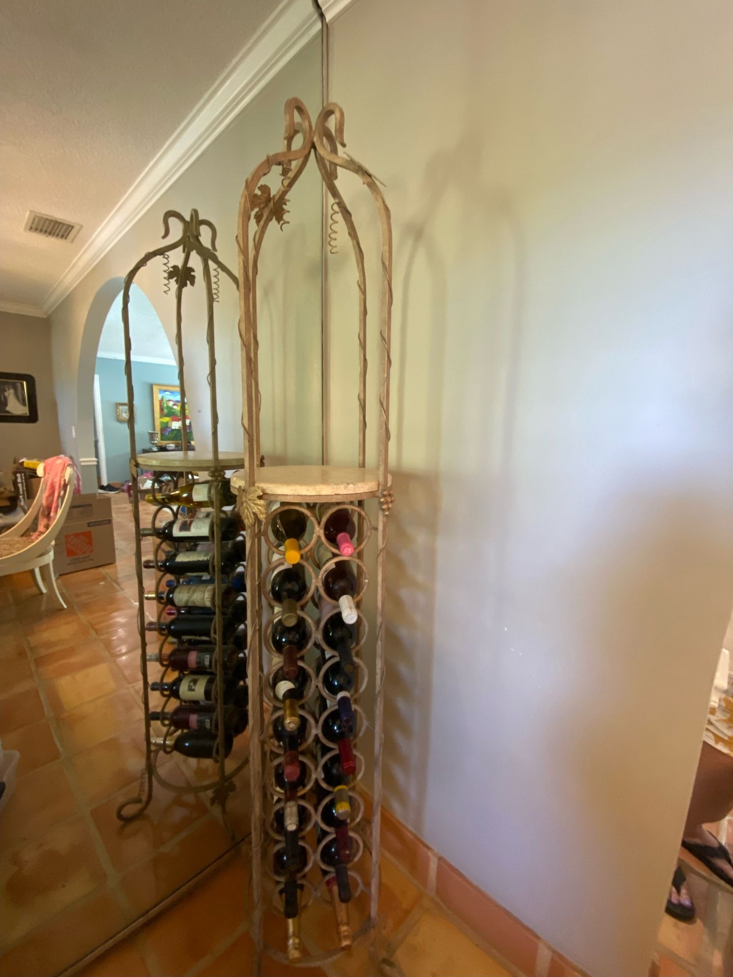 Rod Iron Wine Rack With Marble Plate