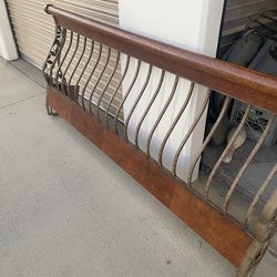 Metal and wood king size bed frame