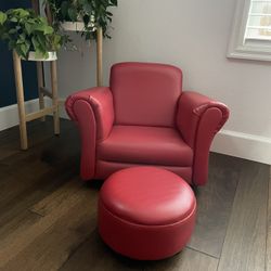 Kids Red Faux Leather Chair