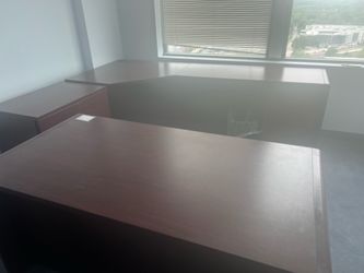Mahogany Office Desk Setup
