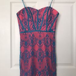 Beautiful pink and blue lace dress.