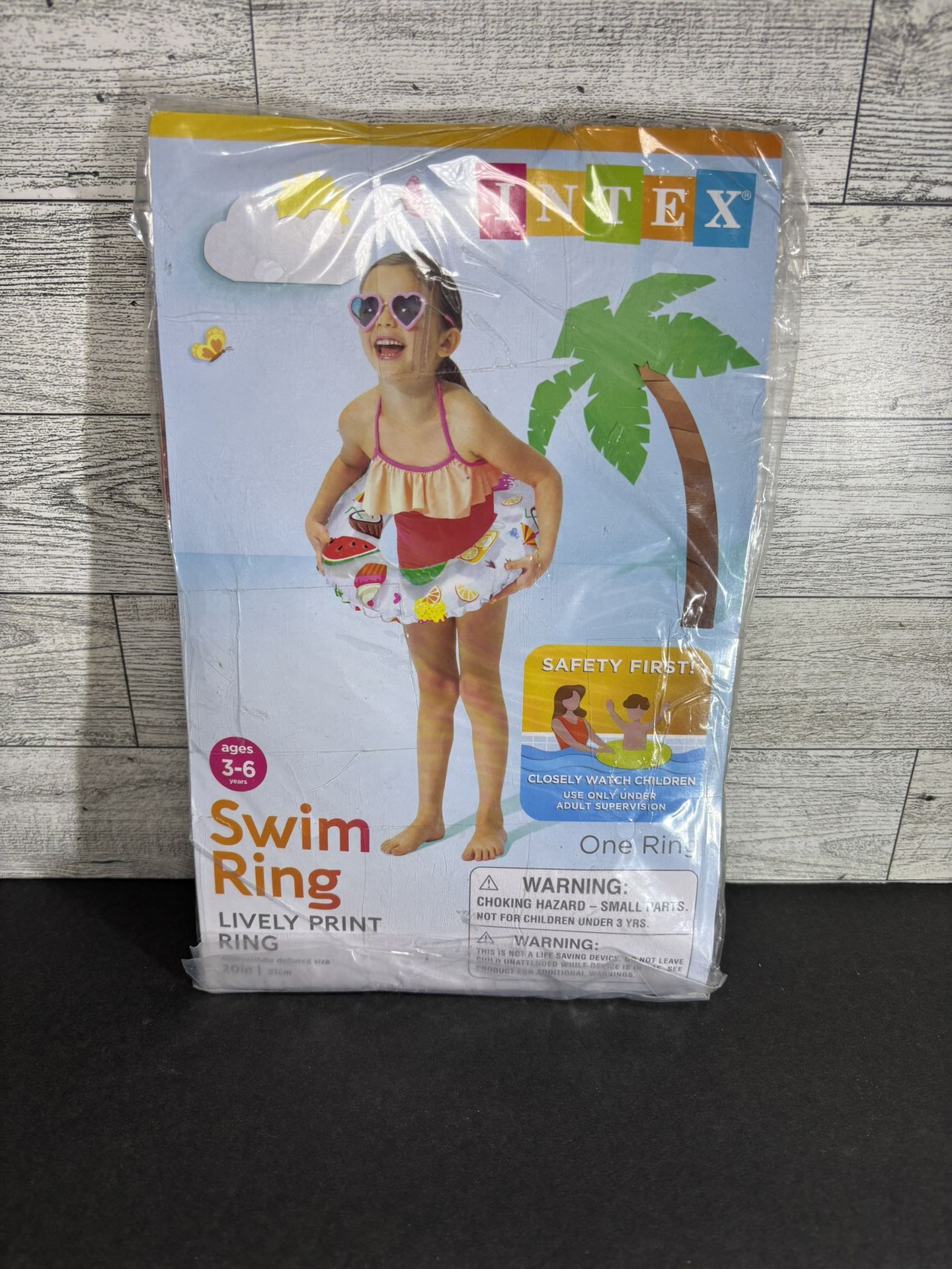 Intex Inflatable Swim Ring Lively Print 20" 51 cm 59230EQ Pool Beach Ages 3-6  B