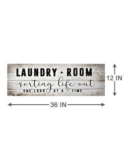 Large Farmhouse Laundry Room Wooden Sign – 36” Rustic Wall Decor