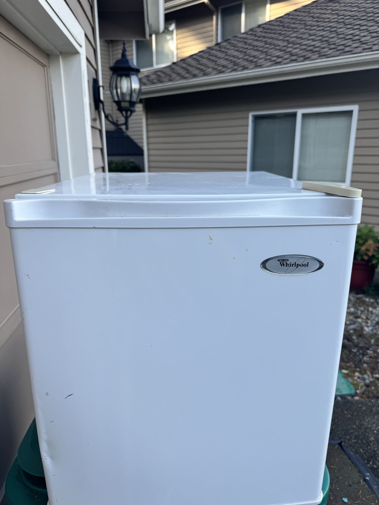 Whirlpool Mini White Fridge. Classroom. Home. Dorm. College. Works great!