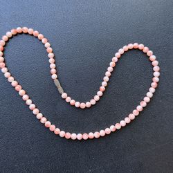 Elegant Pink Angel skin coral Beads Necklace 17in