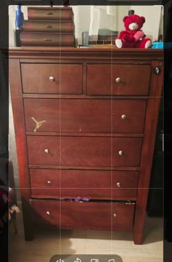 Cherry Wood Tall Dresser with 6 Drawers