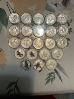 1990 TO 2011 kookaburra 1oz Silver coin set