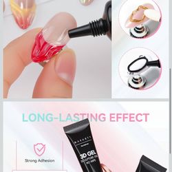 Makartt 3D Gel Nail Art, Sculpting Gel Glue for Drawing, Molding, Sculpture, Gems and Decoration, No Wipe Clear Gel Polish for DIY Nail Designs, 15g