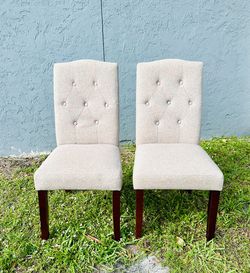 Dorel Living Dining Chair 40"x19" Upholstered Tufted Solid Back Wood Matte Gray *2 Chairs