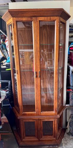 Vintage Wood and Glass Curio Cabinet