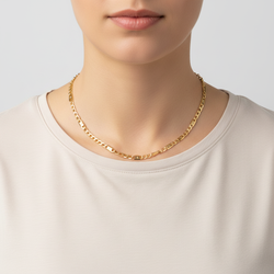 14K Yellow Gold 18" Fancy Figaro Chain