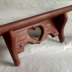 Vintage Upcycled Rustic Red Farmhouse Style Wall Shelf 