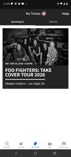 Foo Fighters Take Cover Tour 2026 Ticket