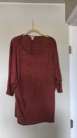 Rust Red Heathered Knit Tunic Top