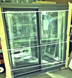 Double Sliding Glass Window Dark Frame