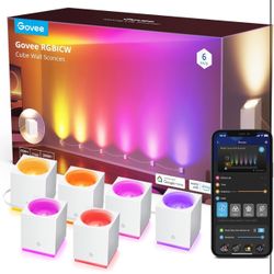 Govee Cube Wall Sconces, RGBIC LED Light Works with Alexa, WiFi White