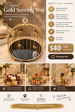 Elegant Gold Serving Tray