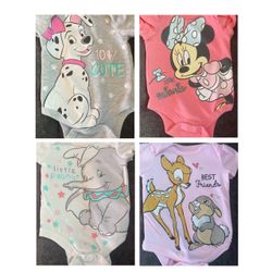 4 Disney 0-3 Month Onesies
