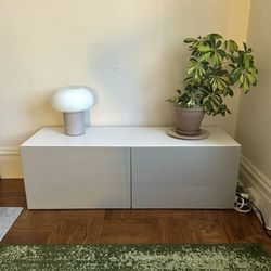 BESTA IKEA Storage Unit / Shelf Unit (White & Glossy Beige/Gray) 