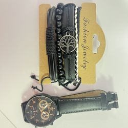 Men Watch With Leather Bracelet 