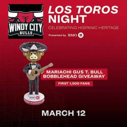 Windy City Bulls Hispanic Heritage Night Gus T. Bull Mariachi Bobblehead 3/12/26