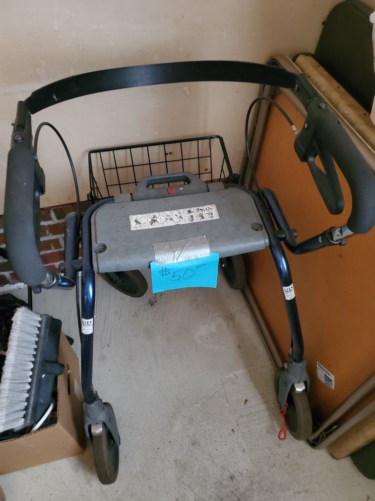 Walker (with Wheels, Hand Brake, Seat & Basket)