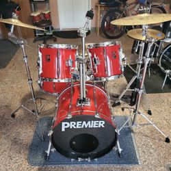Vintage Premier Drum Set Made In England With Cymbals And Cases