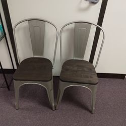 2 Wooden & Metal Chairs 