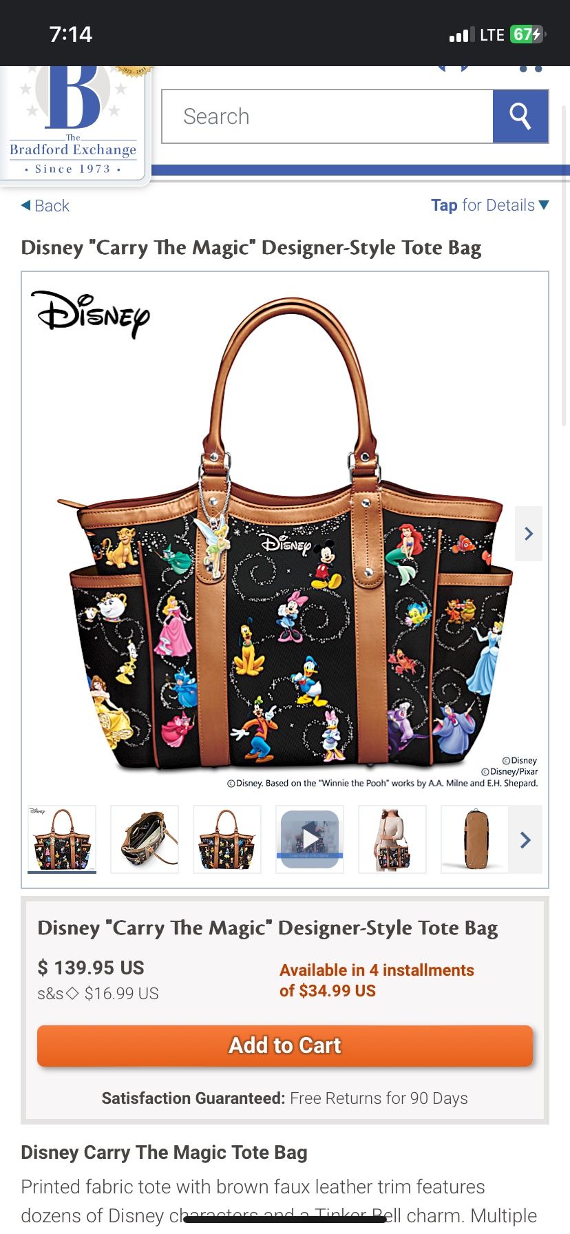 Bradford Exchange Disney Tote bag 