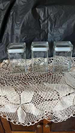 3 Glass Storage Jars With Lids 