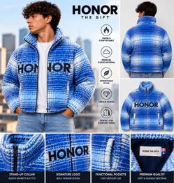 Honor The Gift Men’s Blue White Fleece Full Zip Jacket Streetwear