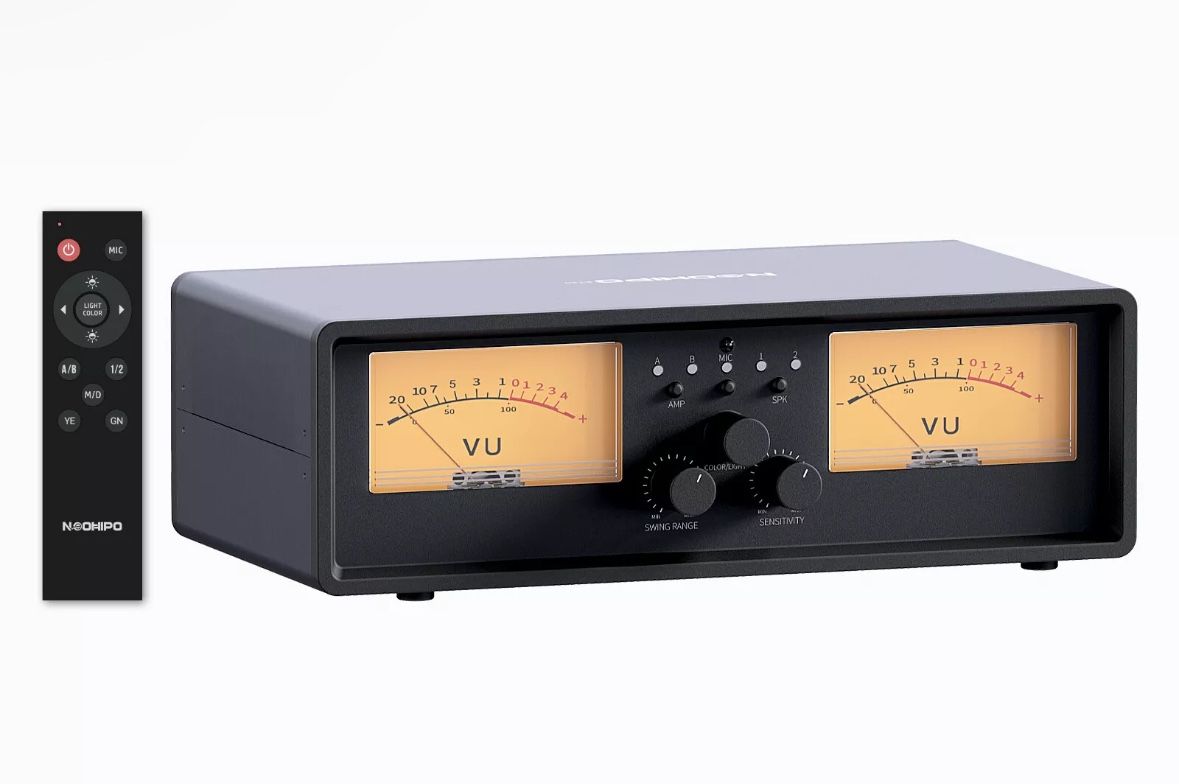 NEOHIPO ET30 Dual Analog VU Meter, 2-Way Amplifier/Speaker Audio Switcher Box