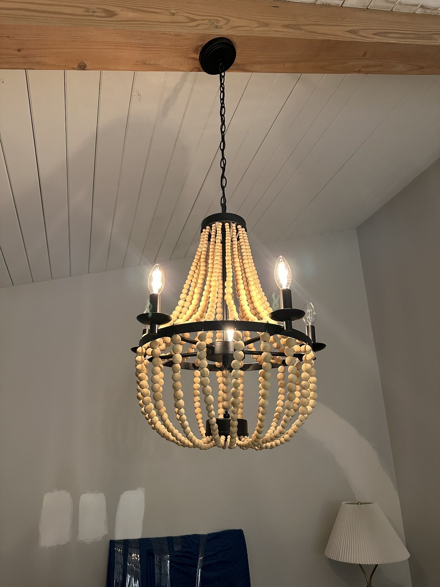 Wood Bead Chandelier (Dining Room)