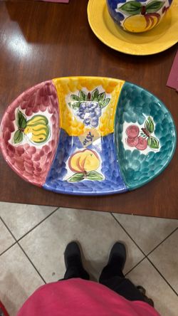 Tabletops Unlimited Fruita de Roma Divided Server and Pitcher