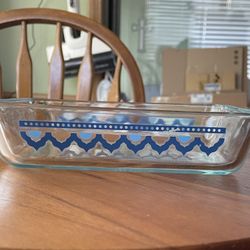 Pyrex - 3 Cup Rectangular Storage Dish - SANTORINI SKY Pattern - **NO COVER**