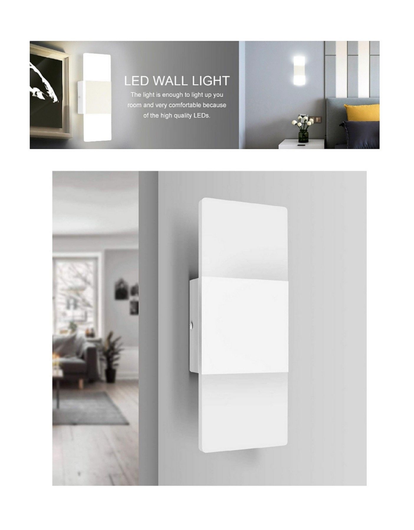 LED Wall Light Fixture - Indoor Sconce Lamp