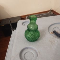ENGLIS HOBNAIL GREEN 6 1/2 TOILET COLOGNE PERFUME BOTTLE W/STOPPER $20 bucks pick up only 865 Ellsworth avenue right off of East Livingston avenue Col