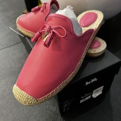 COACH - Hot Pink Leather Flat Espadrille 